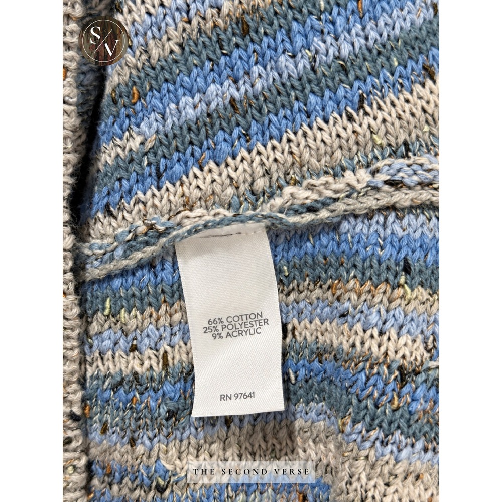 J. Jill Women XL Blue Space Dye Vertical Stripe Knit Sweater Boho Lagenlook - Picture 9 of 9